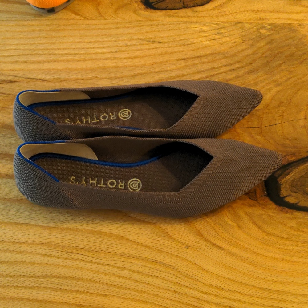 Rothy's Gray Flats with Blue Trim - Picture 2 of 3